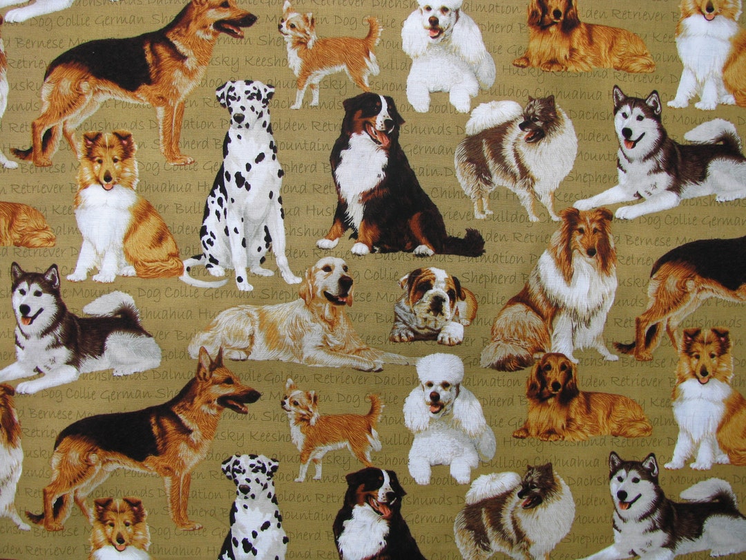 Rare Multi Breed Dogs Patty Reed for Fabric Traditions Dog Fabric by
