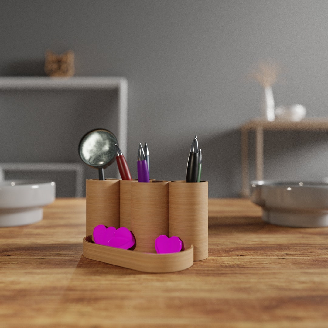 Desk Organizer, 3D Printing, Biodwood, Multifunctional Container for