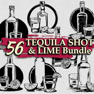 Tequila Shot SVG Bundle | Lime Drink Clipart | Alcohol Bar SVG for Cricut, Laser, Sublimation | Margarita Party PNG Cut Files