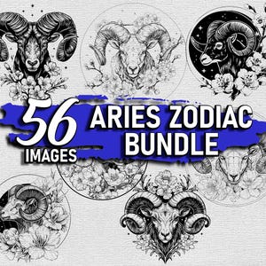 Aries Zodiac SVG Bundle | 14 Astrology Clipart Png DXF EPS Files | Ram Laser Engraving & Cricut Cut Files | Instant Download