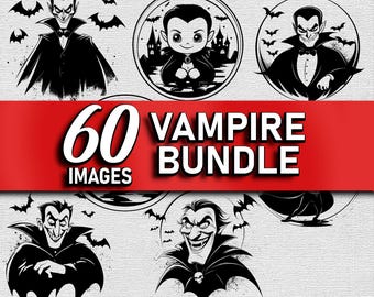 Lot de vampires effrayants : clipart Halloween Dracula (téléchargement numérique)
