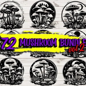 Mushroom Clipart Set | 18 png SVG EPS DXF Files | Sublimation & Engraving Designs | Boho Forest Clipart | Woodland Mushroom Svg