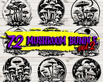 Mushroom SVG Bundle: Toadstool Laser Engraving, Cricut PNG (Digital Download)
