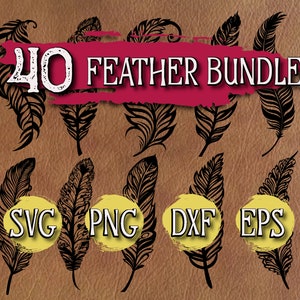 Pakiet Tribal Feather SVG | Clipart Boho Feather | Pliki do grawerowania laserowego i Cricut | png eps dxf | Projekty sublimacji | Natychmiastowe pobieranie