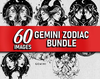 Gemini Zodiac SVG Bundle: Astrology Clipart for Cricut (Digital Download