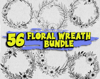 Paquete de vectores de coronas florales: diseños de marcos botánicos (descarga digital)