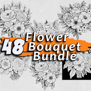 Bouquet de fleurs SVG mariage bouquet imprimable sticker floral vecteur Cricut bouquet de fleurs gravure Bouquet de fleurs dtg Logo Cricut camée fichier