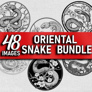 Pacote SVG de Cobra | Clipart do Ano Oriental da Cobra para Cricut Silhouette | Gravação a Laser PNG eps DXF | Arquivos do Zodíaco Chinês