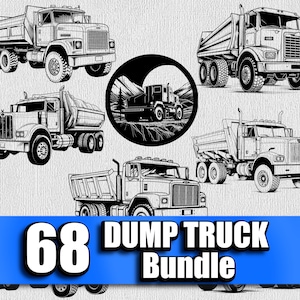 Kipper SVG bundel bouw png trailer gesneden bestand DXF silhouet clipart Kipper lasergravure SVG Big Rig SVG