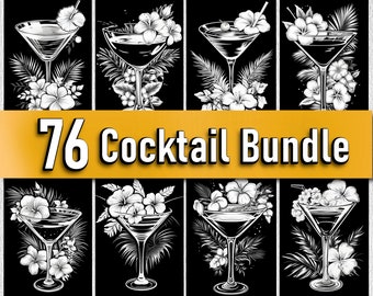 Cocktail SVG Bundle: Hawaiian Martini Print, Laser Engraving File (Digital Download)