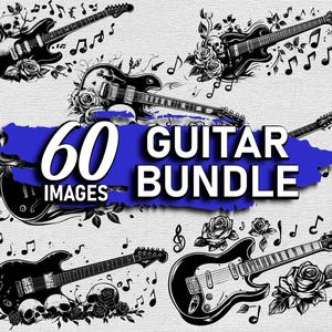SVG-set elektrische gitaar – muziekclipart voor Cricut & Silhouette | Gitaar png DXF EPS-bundel voor T-shirts, mokken en stickers