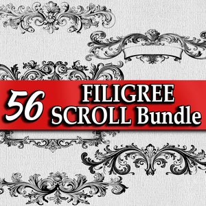 Scroll SVG bundel filigraan scroll vector Cricut Scrollwork lasergravure bestand bloeien clipart decal rechte filigraan scroll elementen