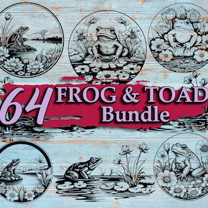 Grenouille étang svg Bundle crapaud vecteur grenouille fichier de gravure laser grenouille planche à découper étang Clipart sticker amphibiens élément imprimable DTG