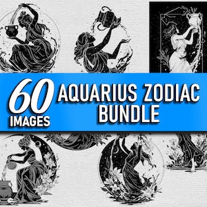 Aquarius SVG Bundle | 15 Zodiac Clipart Files for Cricut & Laser Engraving | Digital Astrology Designs | Horoscope Vector Art