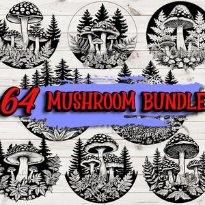 Lot de champignons magiques SVG | Champignons forestiers des cliparts | Téléchargement numérique | Champignons sauvages bohèmes | Fichiers de découpe Cricut & Silhouette | Fichier PNG DXF eps