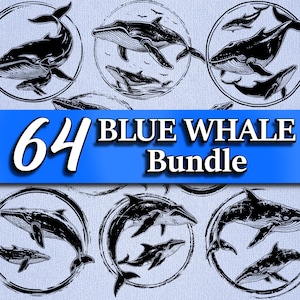 Blue Whale SVG Files for Cricut | Marine Life Clipart | Laser Cut Vector, png, DXF, EPS, Instant Download, Ocean Animal Vector