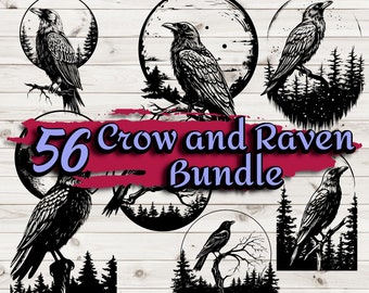 Crow and Raven SVG Bundle: Gothic Clipart for Cricut & Laser Engraving (Digital Download