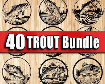Spotted Trout SVG Bundle: Fish Clipart, Decal, Laser Engraving File