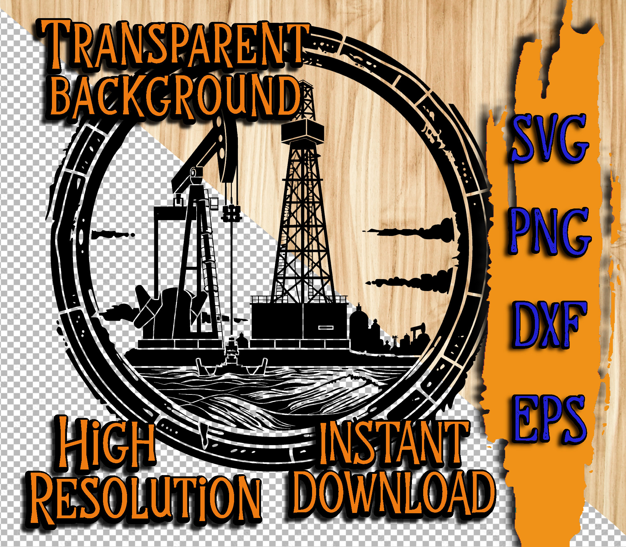 Offshore Rig Svg File Oil Rig Drill SVG Bundle: Oilfield Vector Graphics (digital Download ...