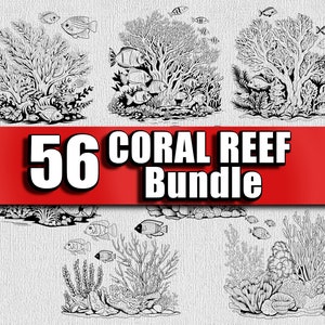 Coral SVG Bundle Coral reef Clipart Vector fish Decor Fish Png Underwater Life  Cricut Fish Silhouette Coral Reef Laser Engraving File Decal
