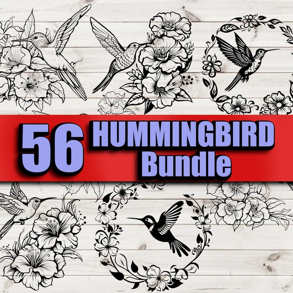 Hummingbird SVG Bundle Flower with Hummingbird png Flower bird Cricut file Humming Bird Laser Engraving PNG Hummingbird Cameo Hummingbird