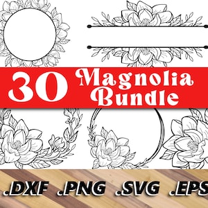 Magnolia Flower SVG Engraving Bundle Magnolia Engraving Flower DXF Bundle Floral SVG Bundle Magnolia Laser floral svg wedding event bundle
