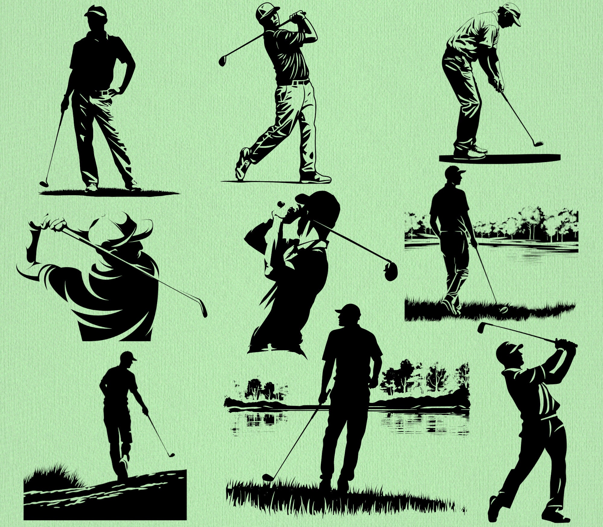 Golfer SVG Bundle Golf Printable PNG Golfing Clipart Golfer Logo ...