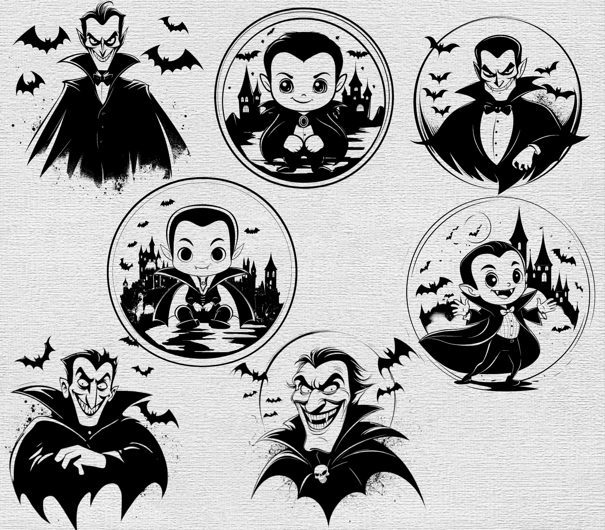 Spooky Vampire SVG Bundle: Dracula Halloween Clipart (digital Download ...