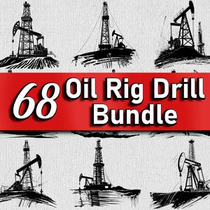 Booreiland SVG-bundel | 17 Oil Drill & Derrick-vectorbestanden | PNG dxf EPS voor Cricut, lasergravure, T-shirts en stickers