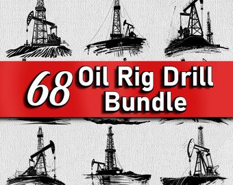 Oil Rig SVG Bundle | 17 Oil Drill & Derrick Vector Files | PNG dxf EPS for Cricut, Laser Engraving, T-Shirts and Decals