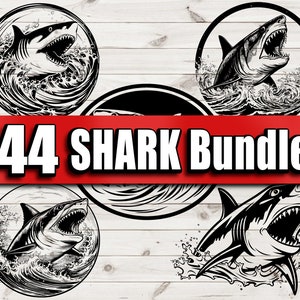 Shark SVG Bundle | 11 Shark Clipart Designs | PNG DXF Eps Files for Cricut & Laser Engraving | Printable Shark Images | Digital Shark Bundle