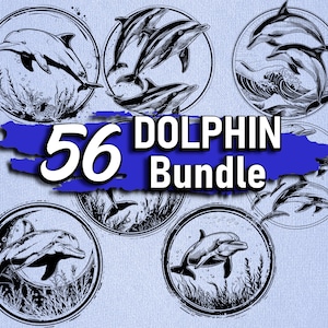 Lot de dauphins SVG | Clipart animal océan, Silhouette de la vie marine, dauphin mignon PNG, fichiers vectoriels Sea Life coupés pour Cricut & Sublimation