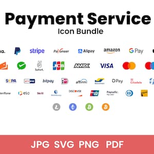 39 newest web PAYMENT ICONS set / website, shop, social  / svg jpg, png, pdf - Instant Download - 156 Files