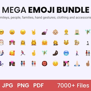 MEGA EMOJI BUNDEL 3000 emoji's // smileys, mensen, families, handgebaren, kleding en accessoires // jpg, png, pdf - direct downloaden