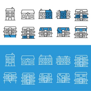 Handgefertigtes Hausbau Ikonen Set | PNG 50 Icon-Dateien | Social Media Icons Vektor | Icons für website | E-Commerce-Icons | Digitale