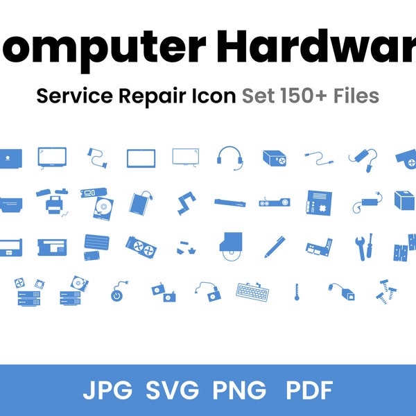 Computer Hardware and Repair Parts Icon-Set // Website, Print, Store, Social Media - jpg, png, pdf, svg -- Instant Download