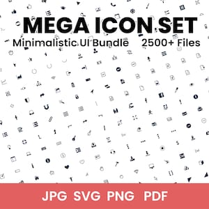 MEGA minimalistic ICONSET für UI Set 2544 Dateien / Website, Shop, Social / svg jpg, png, pdf - Instant Download - 636 Icons