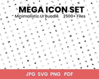 MEGA minimalistic ICONSET für UI Set 2544 Dateien / Website, Shop, Social / svg jpg, png, pdf - Instant Download - 636 Icons