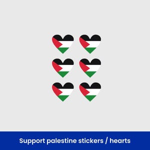 Palästina Herz Aufkleber, Free Palestine Aufkleber, Support Palestine, Vinyl Sticker, Laptop Sticker, Peace farbige / 6 Aufkleber pro Packung