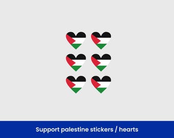 Palestine Heart Sticker, Free Palestine Decal, Support Palestine, Vinyl Sticker, Laptop Sticker, Peace Activism / 6 stickers per pack