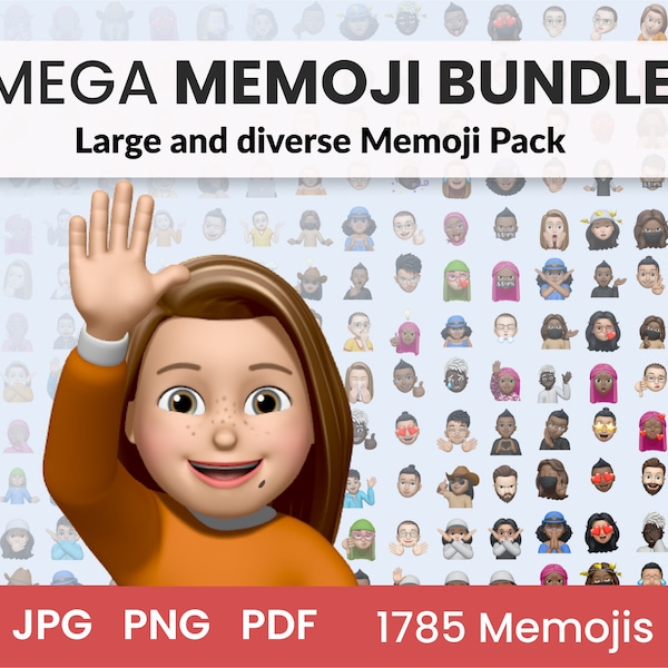 MEGA MEMOJI BUNDLE 1700+ memojis / / Individual avatars, large amount of poses, all Memoji avatars //  jpg, png, pdf - Instant Download