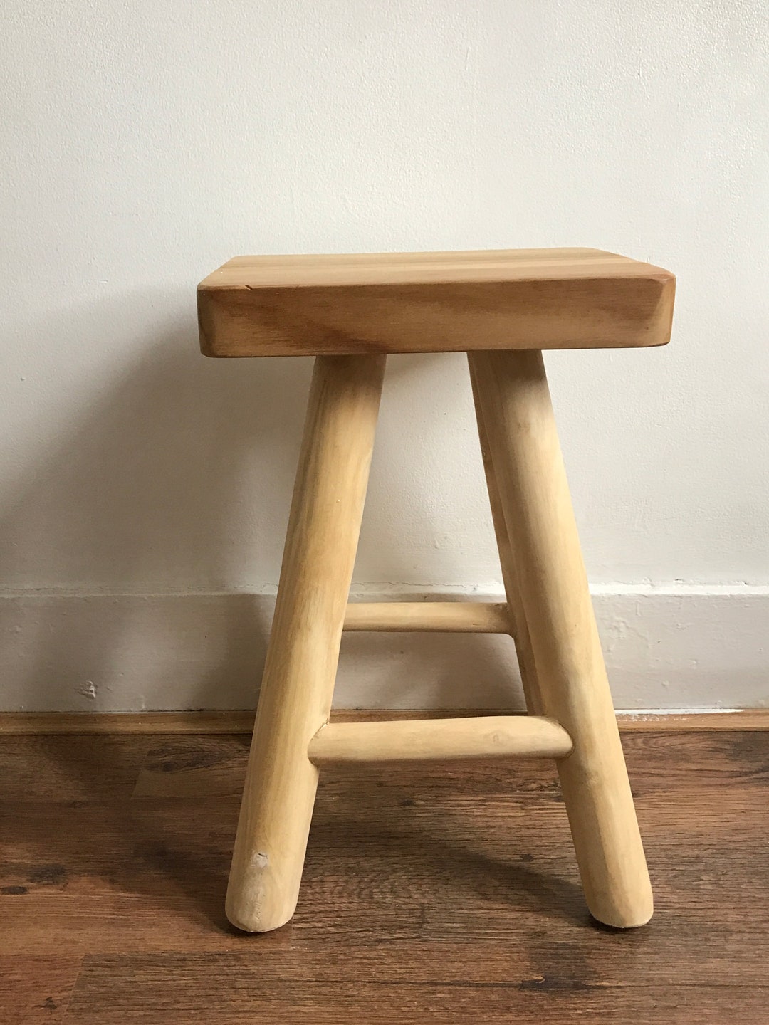 Rustic Wooden Side Stool Table , Teak Wood, Handmade, Nordic Style Etsy