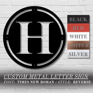 Personalized Metal Letter Sign | Times New Roman | Custom Reverse Initial Monogram  | Metal Initial Wall Art | Outdoor Metal Initial Sign