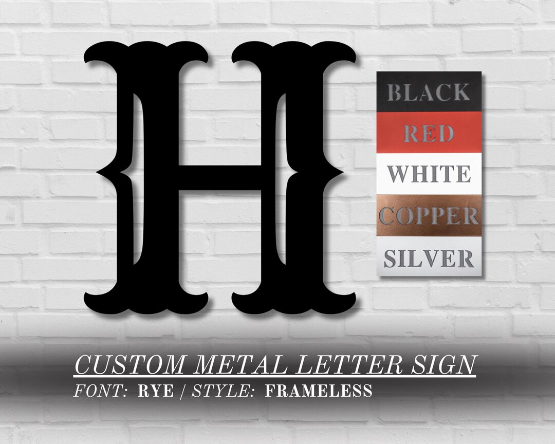Rye Lettering Image Personalized Metal Letter Sign | Rye | Custom Frameless Initial ...