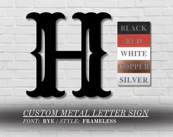 Personalized Metal Letter Sign | Rye | Custom Frameless Initial Monogram  | Metal Initial Wall Art | Outdoor Metal Initial Sign