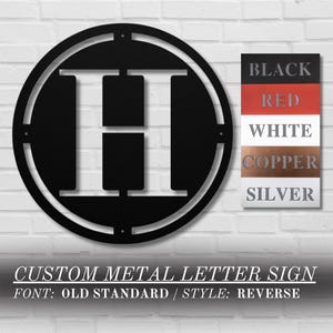Personalized Metal Letter Sign | Old Standard | Custom Reverse Initial Monogram | Metal Initial Wall Art | Outdoor Metal Initial Sign