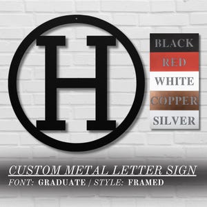 Personalized Metal Letter Sign | Graduate | Custom Framed Initial Monogram | Metal Initial Wall Art | Outdoor Metal Initial Sign