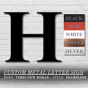Personalized Metal Letter Sign | Times New Roman | Custom Frameless Initial Monogram  | Metal Initial Wall Art | Outdoor Metal Initial Sign