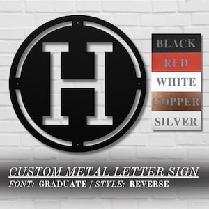 Personalized Metal Letter Sign | Graduate | Custom Reverse Initial Monogram | Metal Initial Wall Art | Outdoor Metal Initial Sign