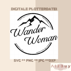 Plotter file hiking woman wreath digital download svg png jpg dxf clipart hiking mountain love